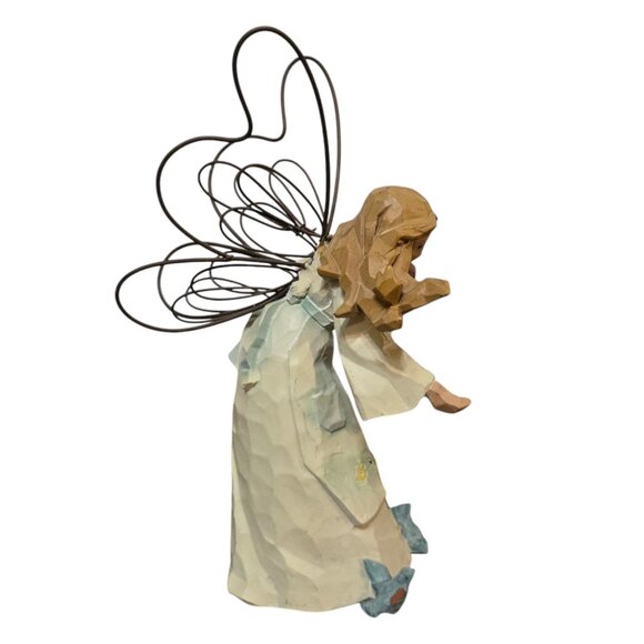 Angel Figurine Feeding Blue Birds Bluebirds Wire Wings AS IS - Picture 14 of 16